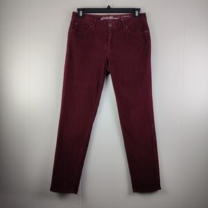 Eddie Bauer Boyfriend Slim Corduroy Pants 8 Burgundy